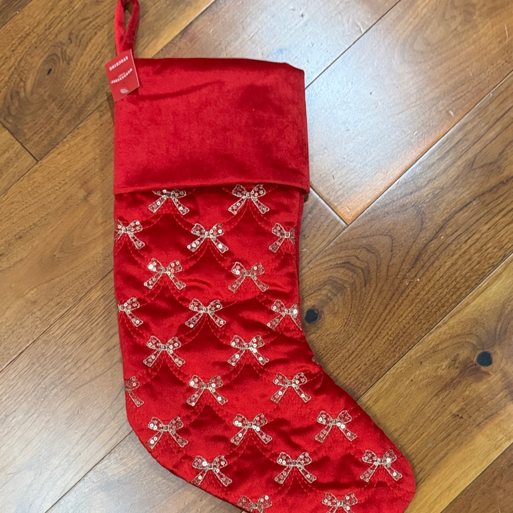 Wondershop Festive Red Stocking with Glittering Bow Design